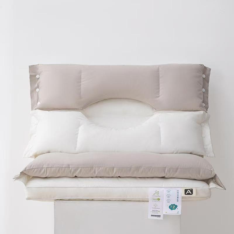Ergonomic Cervical Support Pillow With Dual-Layer Design Adjustable Height Memory Foam Filled Side Back Sleepers Low Profile