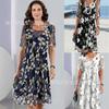Abbigliamento da Donna Primavera ed Estate Nuova Stazione Indipendente Moda Scollo a V Chiffon Manica a Cinque Quarti Vestito da Donna