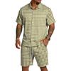 Herren Casual Zweiteiler Kurzarm Hemd mit Knöpfen und passender Shorts Leichte Sommerkleidung für Outdoor-Aktivitäten