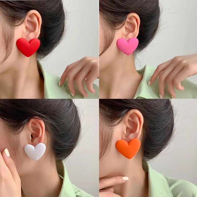 Heart Earrings Red White Black Pink Earrings Love Statement Wedding Geometric Bohemian Vintage Acrylic Trend Party Jewelry Gift