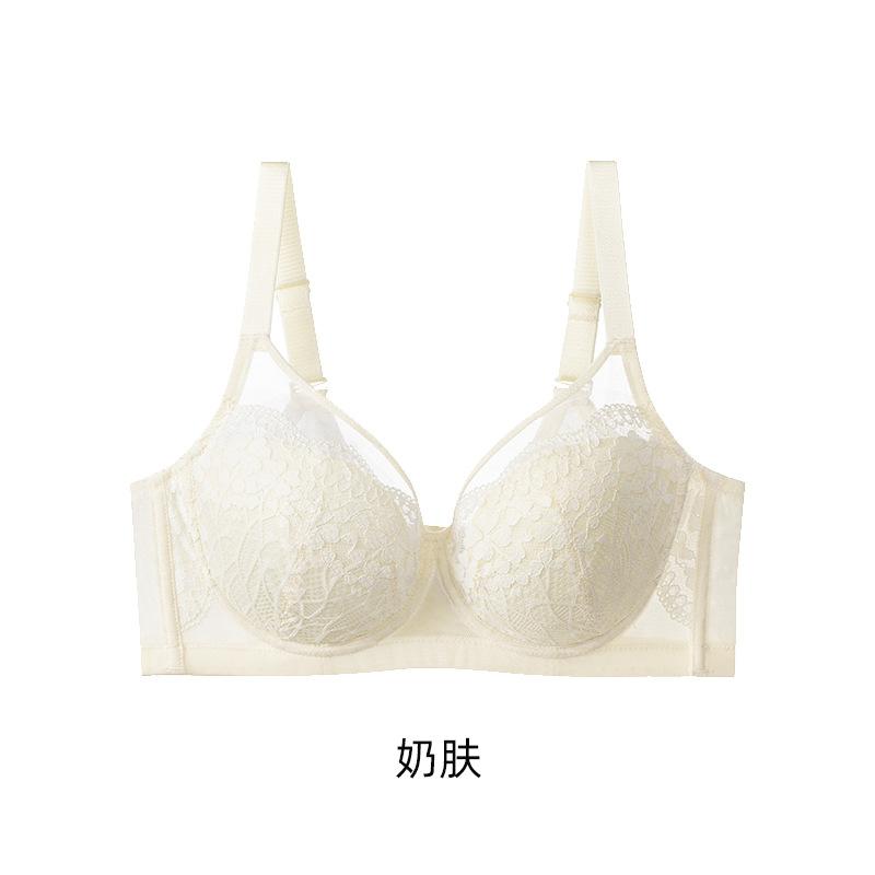 French adjustment bra women's summer gather anti-sagging thin soft steel ring large size bra