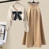 Women's Autumn Winter Korean Fashion Casual Skirt Sets Knitted Pullover+ Slim Umbrella Skirt Two Piece Set Plus Size Clothing