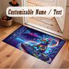 Cat Theme Crystal Velvet Floor Rug Personalized Custom Name Text Warm Carpet Home Decoration