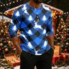 Men's Casual Shirt with Raglan Three-Quarter Length Sleeves Christmas Print Pullover