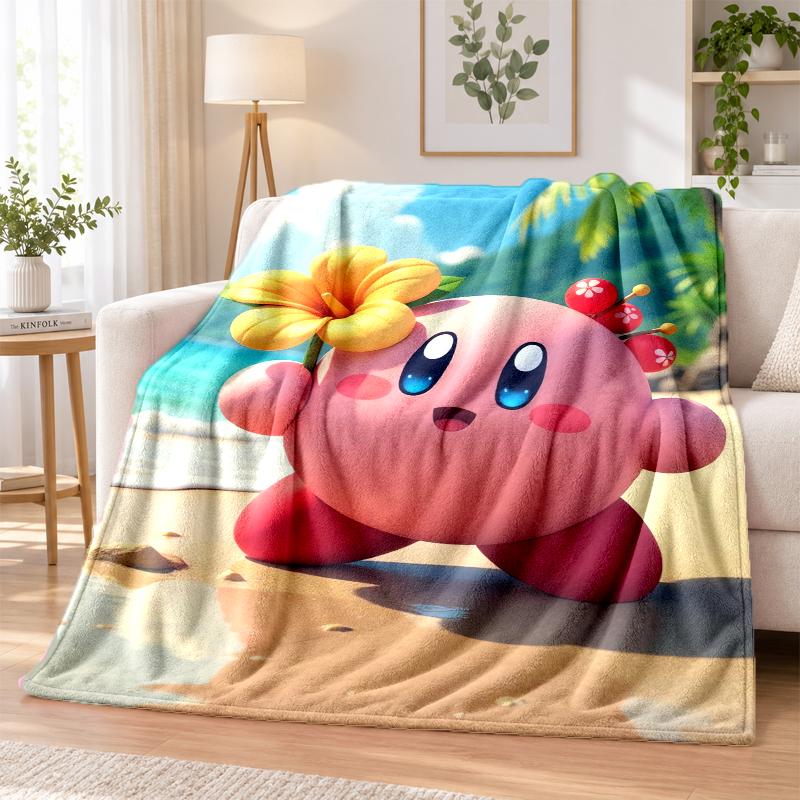 Kirby Flannel Throw Blanket Soft Warm Cozy For Sofa Bed Indoor Home Bedroom Use