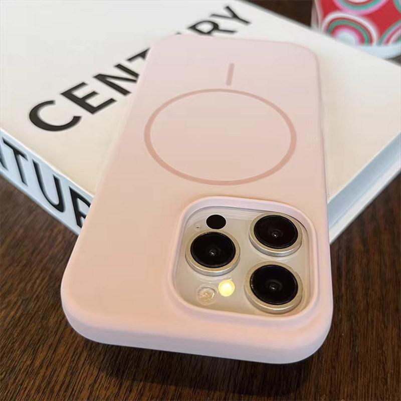 

Роскошный жидкий силикон для чехла Magsafe для iPhone 16 15 14 13 12 Pro Max Plus, мягкий чехол с магнитной беспроводной зарядкой iPhone 17 Pro Max розовый