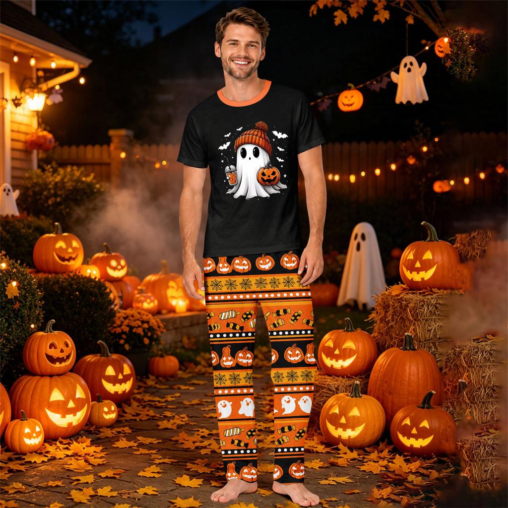 Matching Family Halloween Pajama Set Short Sleeve Top and Pants for Parents and Kids