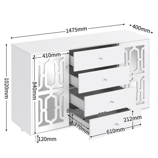 Kitchen Sideboard Multilayer Compartment Locker Mirror Surface Cabinet Door Modern Furniture MDF Bedroom Living Room Floor Cabinet Household Supplies