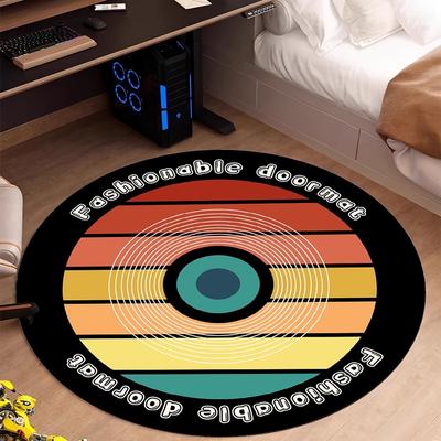 Vinyl Schallplatte Musik DJ Bildschirm Tape HD Runder Bereichsteppich, Teppich für Wohnzimmer Schlafzimmer Sofa Spielzimmer Dekor, Rutschfeste Bodenmatte