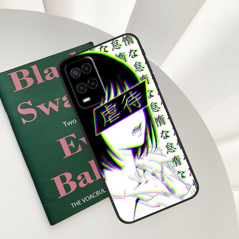 Sad Japanese Anime Case For Oppo A58 A78 A98 A15 A16 A17 A52 A72 A76 A96 A54 A74 A94 A57 A77 A54S A57S Cover