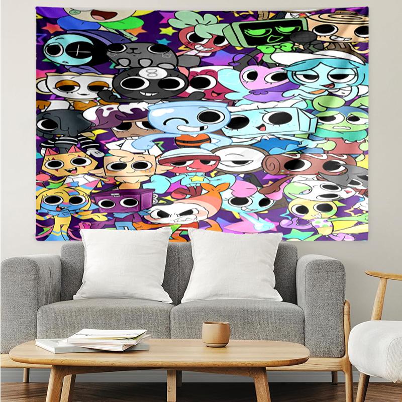 1PC Cartoon Characters Dandy Collage Tapestry Accessories Playroom Tapestry, for Bedroom,Livingroom, dormitory Room Wall Decor Fan Birthday Gifts