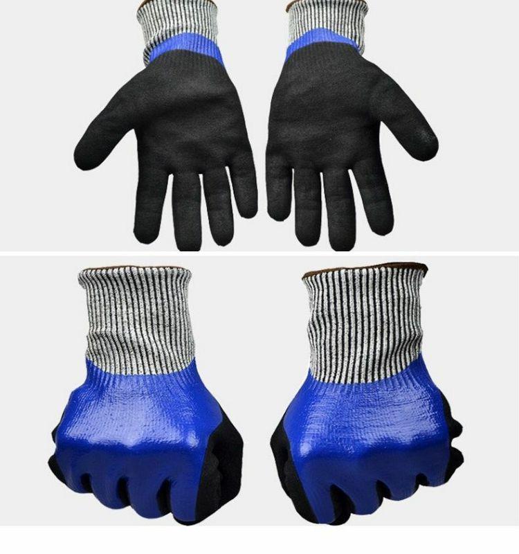 Schnittfeste, rutschfeste, wasserdichte Latexhandschuhe für Arbeit, Bau, Angeln und Gartenarbeit