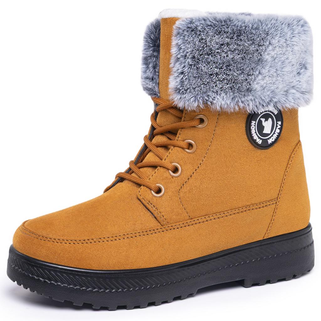 Damen-Schneestiefel, hohe Baumwollstiefel, kältefest und warm, Damen-Baumwollschuhe mit Samtfutter, vielseitige Stiefel mit weicher Sohle