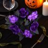 Purple Artificial Rose Flowers Spooky Table Candle Holders  Table Arrangement