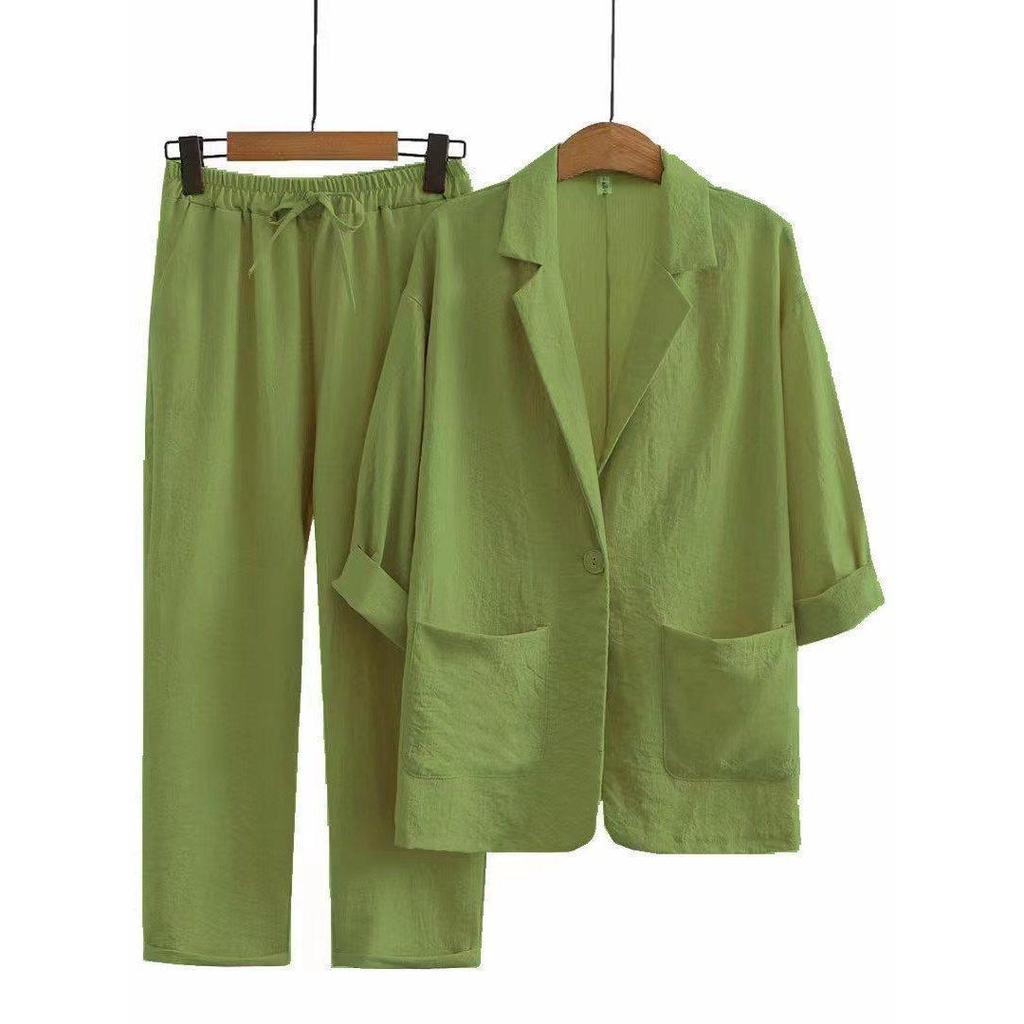 Übergröße Lässiger Baumwollleinen Langarm Trainingsanzug: Frühling Herbst