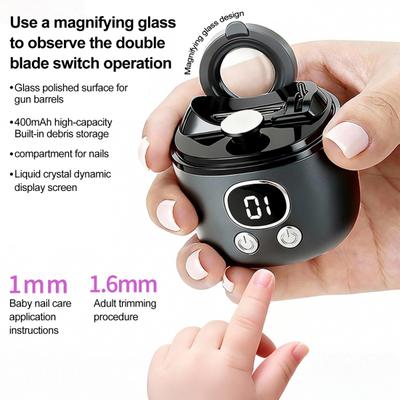 Electric Nail Clipper LCD Display 3 Speed Automatic Nail Trimmer with LED Rechargeable Baby Kids Adults Seniors Toenails Fingernail Cutter Polisher