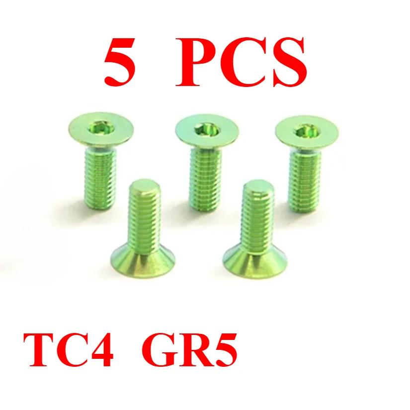 5 Stück/Los Lila Grün Gold M3 x 4 5 6 8 10 12 14 15 16 18 20 mm TC4 GR5 Titanlegierung Schrauben Flachsenkkopf Innensechskant