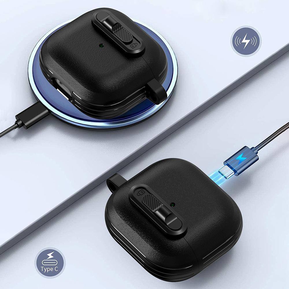 For Apple AirPods 3 Protective Case Lock Buckle Switch TPU + PC Wireless Earphones Cover with Carabiner