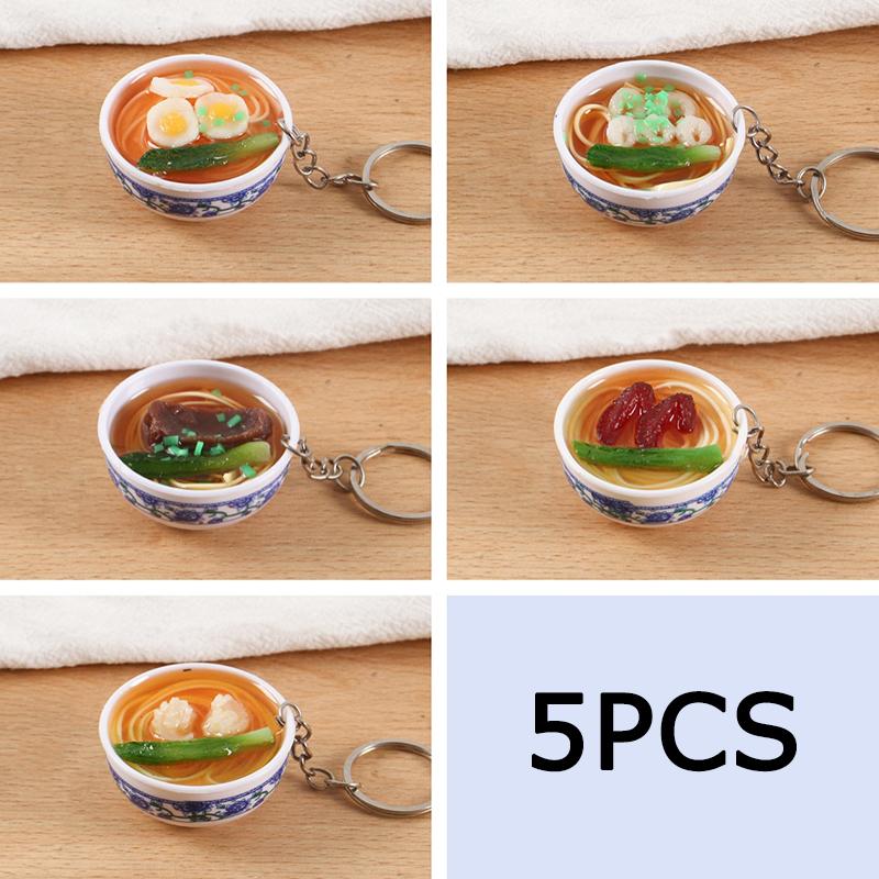 

WTEMPO 5 шт. 2*4 см Креативный забавный набор брелоков Модель элемента лапши Подвески для ключей Подвески для сумок для телефонов 5pcs разноцветный