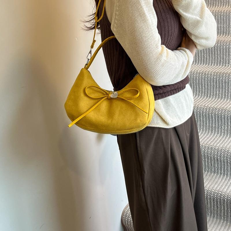 New bow handbag textured underarm bag women's autumn and winter portable shoulder bag casual messenger bag
