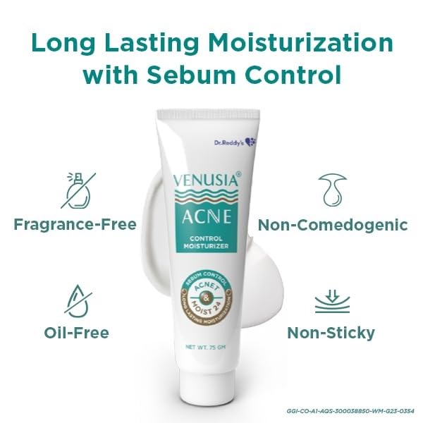 Venusia Akne Feuchtigkeitscreme 75g für Reine Haut Kontrolliert Öl Hydratation für Alle Hauttypen