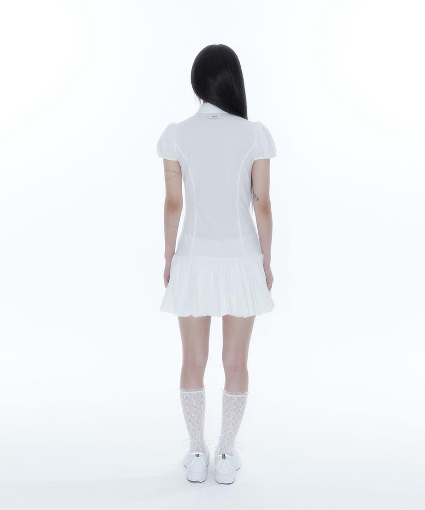 Kasiko Puff Preppy Mini Dress White