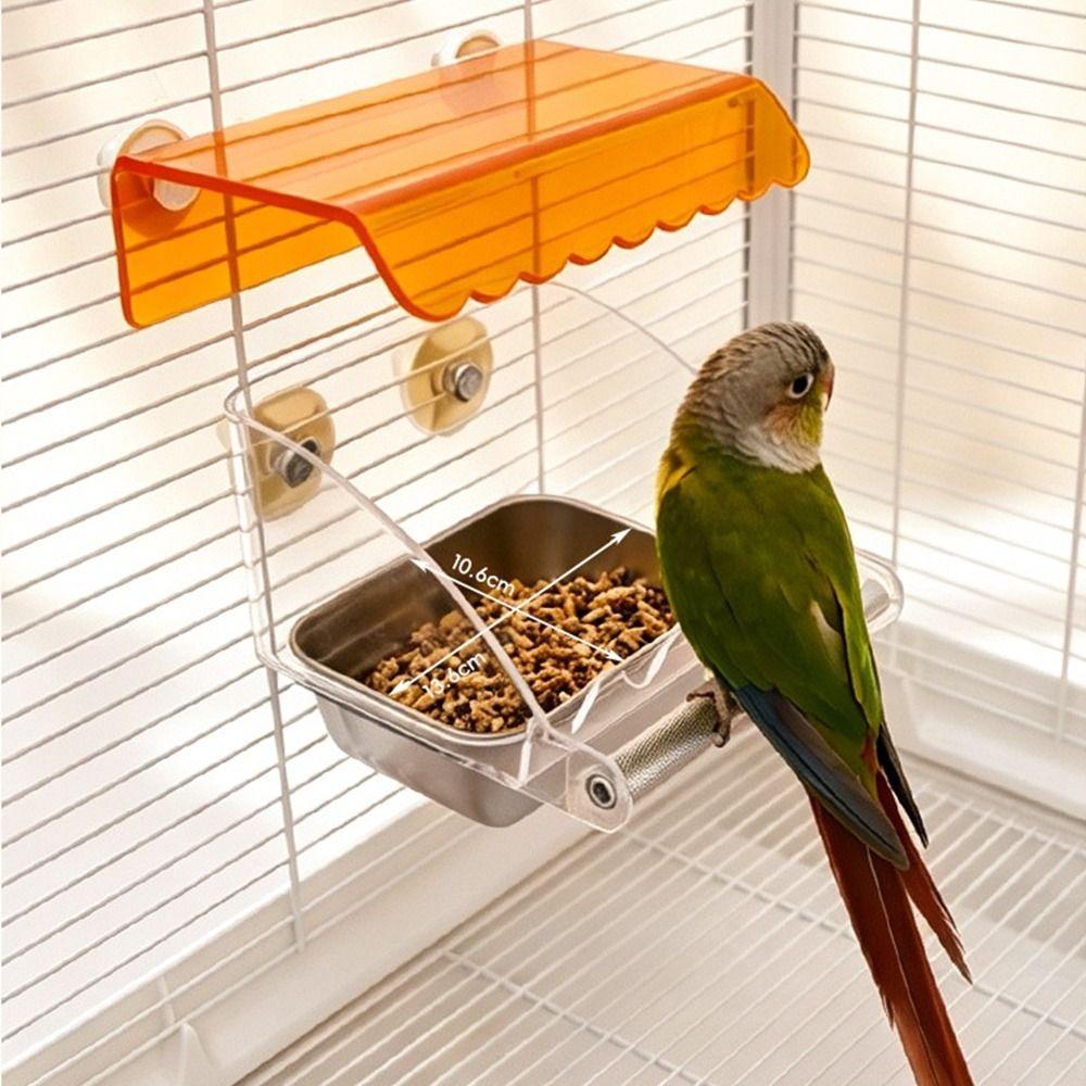 Detachable Parrot Feeding Box Roof Canopy Bird Food Container Parrot Play Stand  Parrot