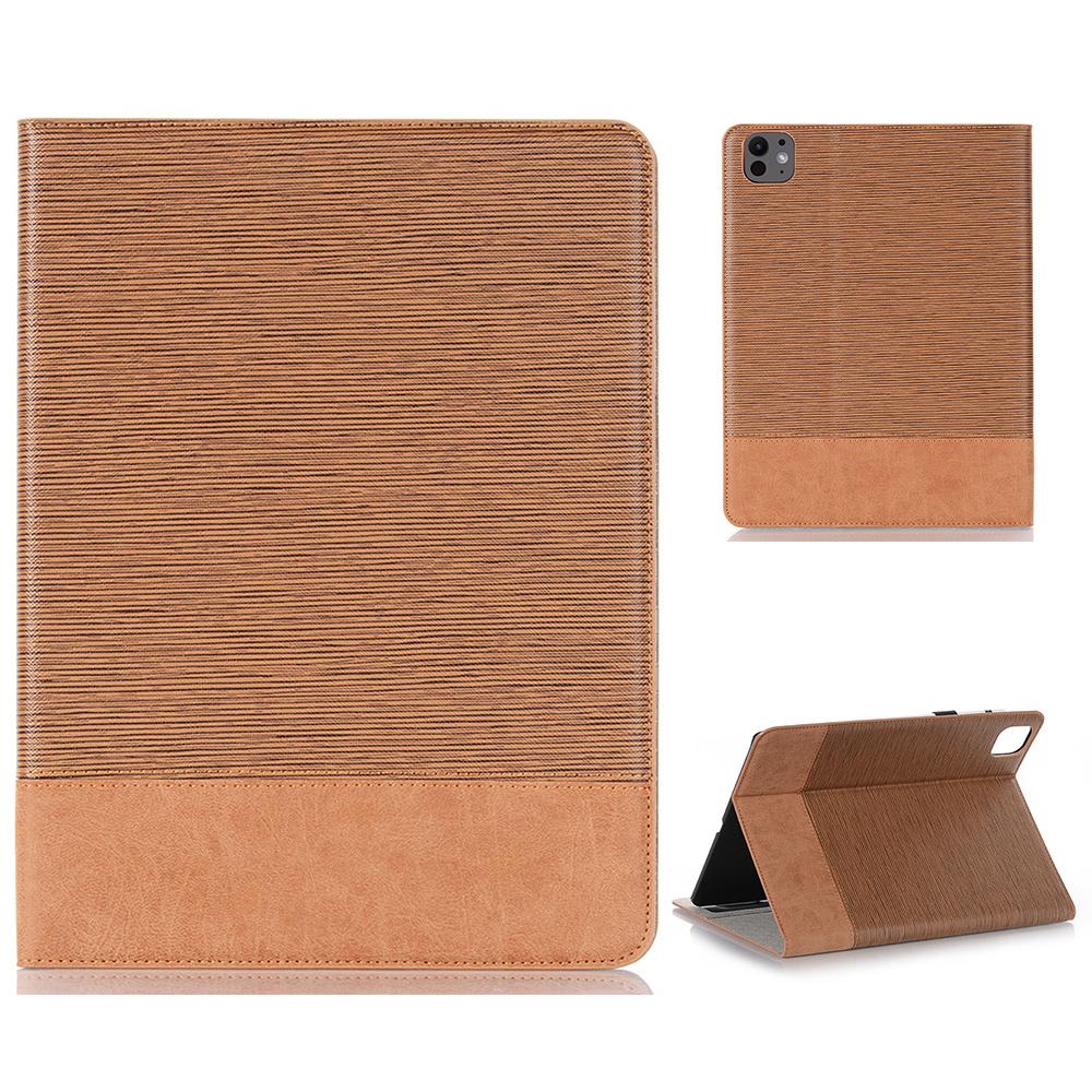 For iPad Pro 11 (2024) Case Auto Wake/Sleep PU Leather Tablet Cover Cross Texture Splicing