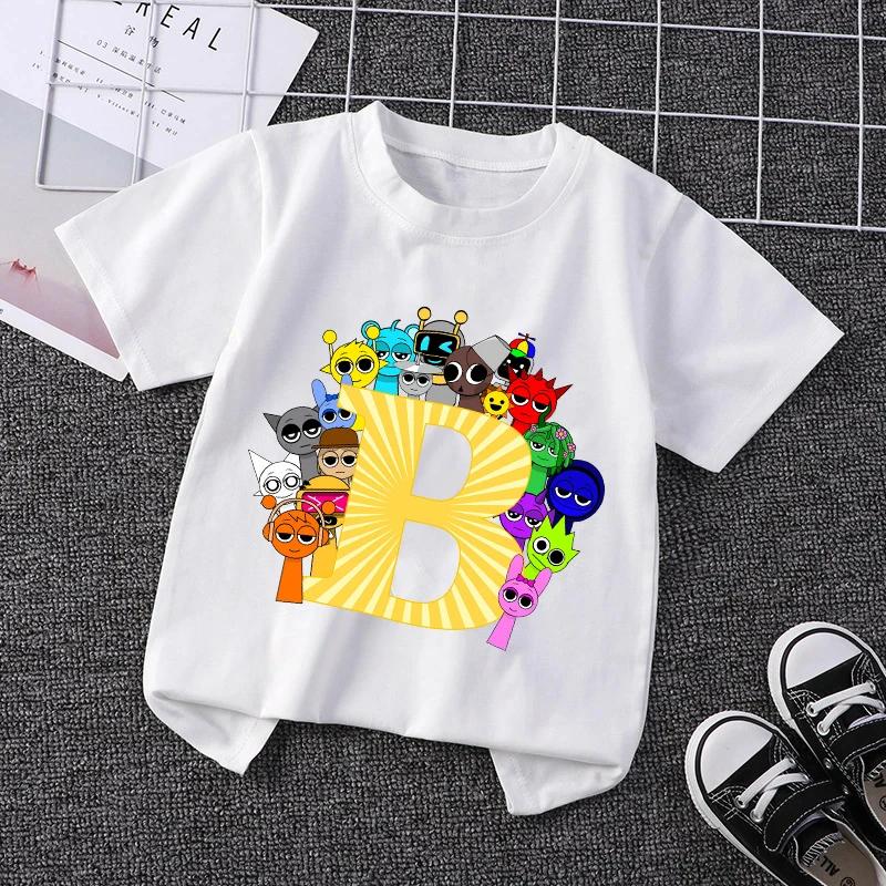 Children's T-shirt A-Z letter T-shirt cute cartoon boy and girl clothes