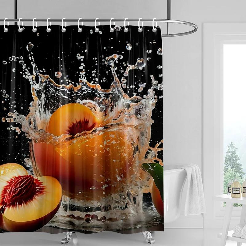 Frucht-Duschvorhang Waschbar Schmutzabweisend Duschkopf-kompatibel Wasserdicht Polyester-Badevorhang Für Heimdekoration