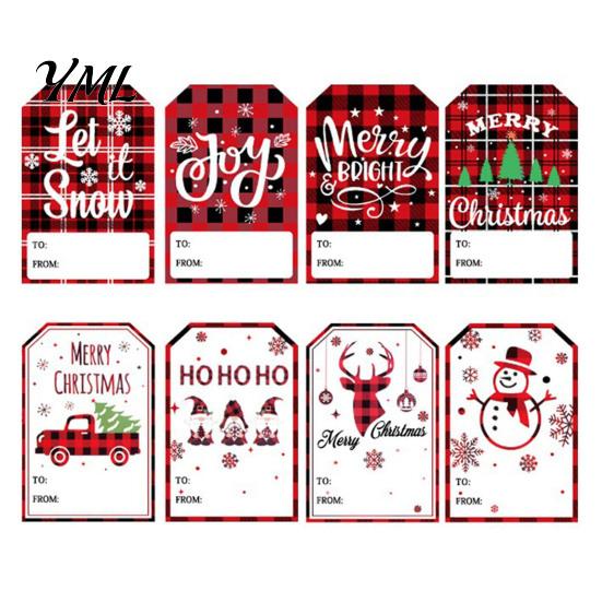 Red And Black Plaid Decals Christmas Thank You Stickers, Print Decorative Labels, Handwritten Blessings Tags Festive Supplies with Writing Space