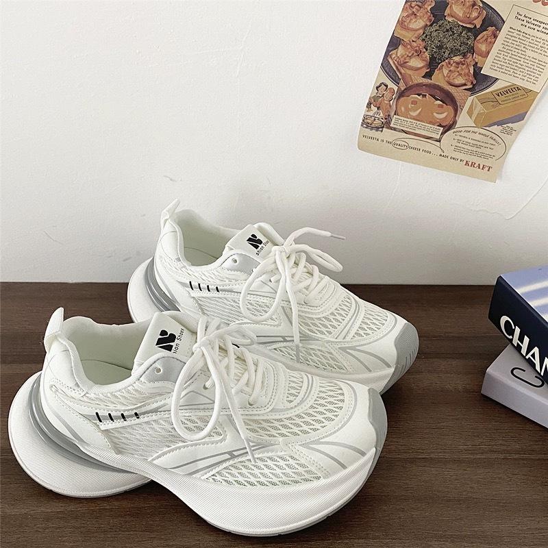 Mesh sneakers women's 2025 new spring and summer heightening platform dad shoes running shock absorption lightweight casual shoes