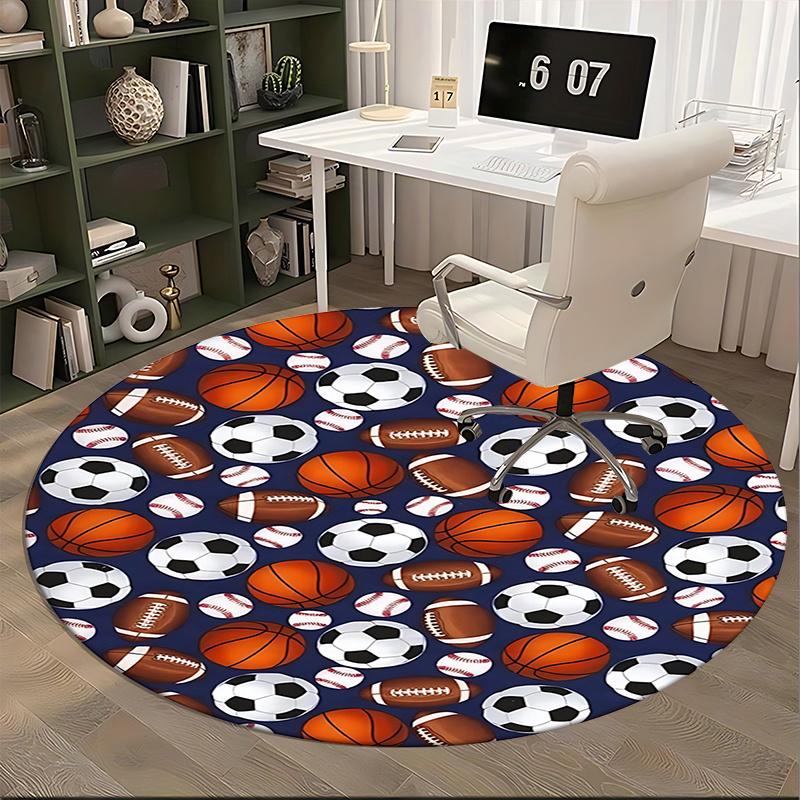 Sportball Bürostuhlmatte, Fußball, Basketball, Football Muster Teppich für Wohnkultur, Büroteppich, Wohnzimmer, Schlafzimmer Geschenk1118058a