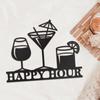 Happy Hour Sign Metal Bar - Black. Home Decor Sign. Wall Art. Outdoor Decor. Living Room & Restaurant.Outdoor Ornament.