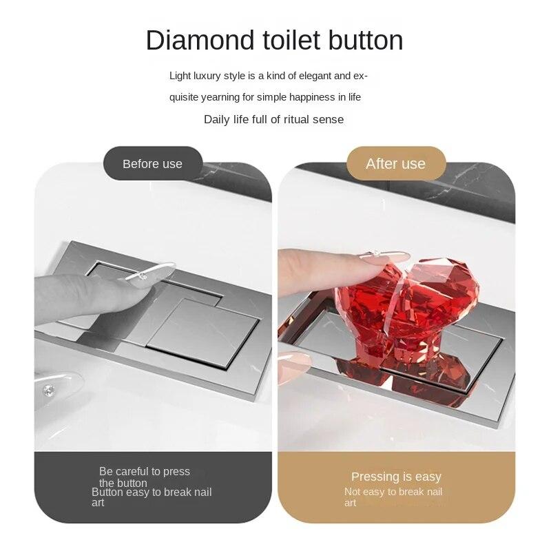 Gjennomsiktig hjerteformet toalettpresse Kreativ multifunksjonell toalettbeholderknapp Skylle- og løftelokkassistent