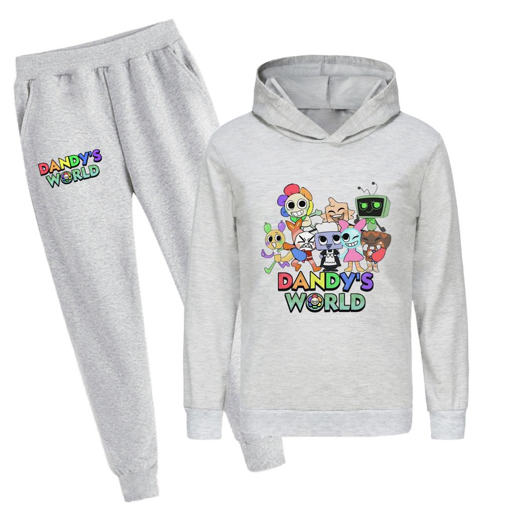 5407 Multi-color Kids Boys Girls Dandy World Printed Hoodies Trousers Clothes Set