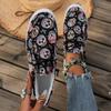Casual Single Shoes Lace-up Graffiti Shoes Halloween Pumpkin Skull Casual Shoes