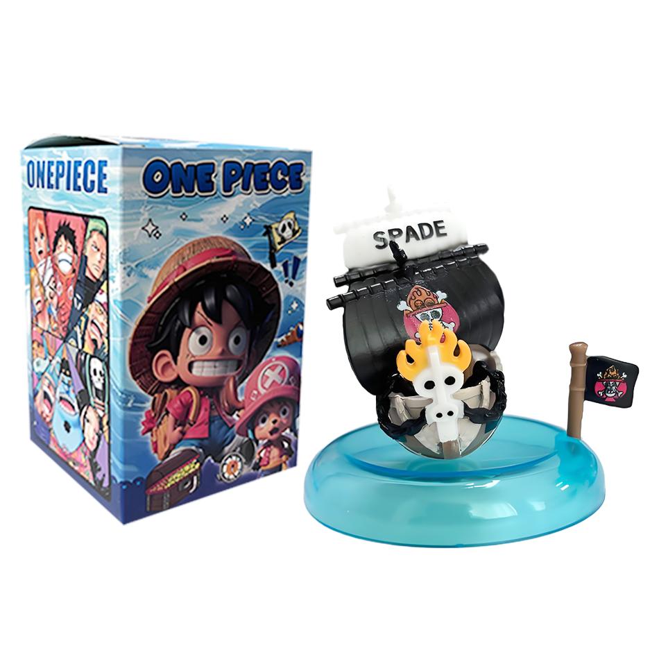 One Piece blind box 1-8pcs Anime Ship Figure Luffy Model Toy kawayi Mini Boat Pirate Ship Navy Going Merry Boat  Assembled Model