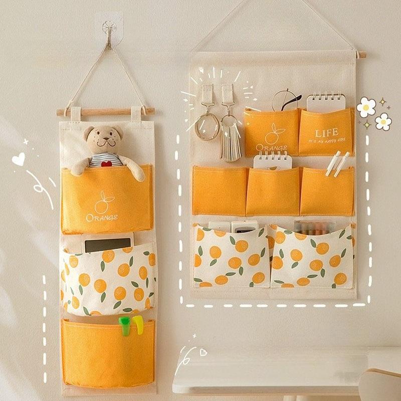 Multipurpose Hanging Storage Bag - Cotton and Linen Wall-mounted Door Bag Can Hold Mobile Phones and Dormitory Storage Supplies