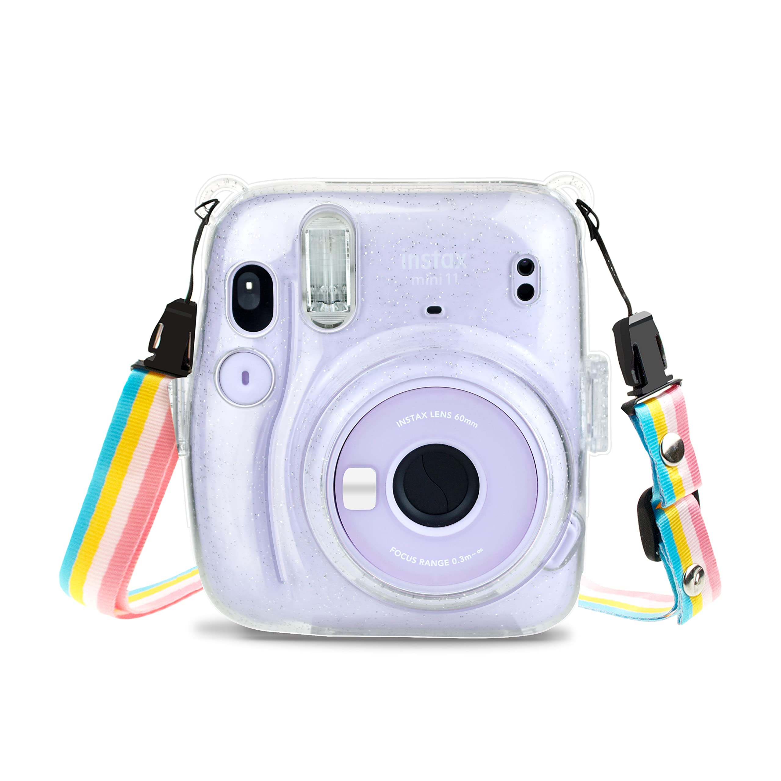 

kinokoo Instax Mini 11 Case, Fuji Instax Mini 11 Camera Case, Hard Case with PC Cover and Shoulder Strap, Shiny (Transparent)