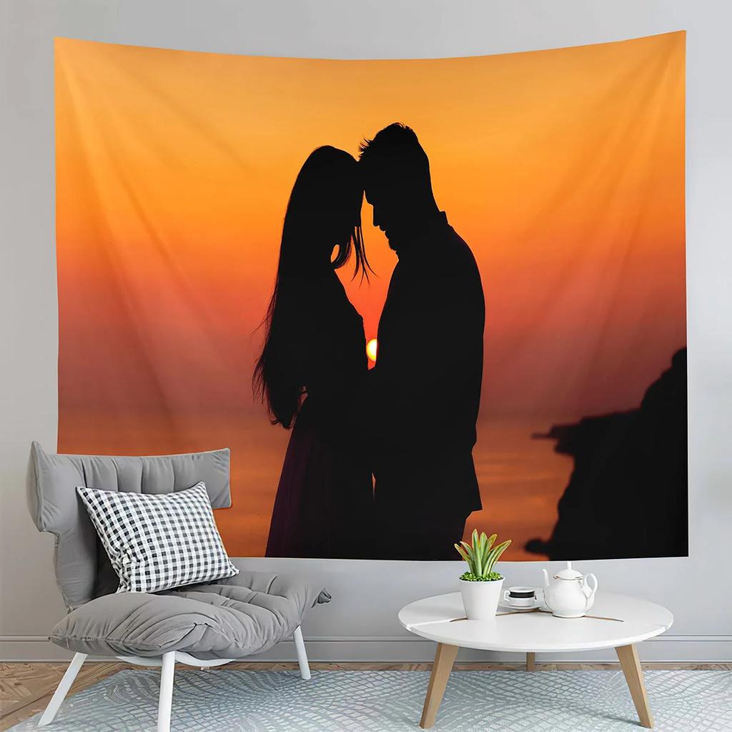 Happy Valentines Day Tapestry Red Rose and Love Heart Tapestry Art Decor Wall Hanging Home Living Room Bedroom Dorm Tapestries