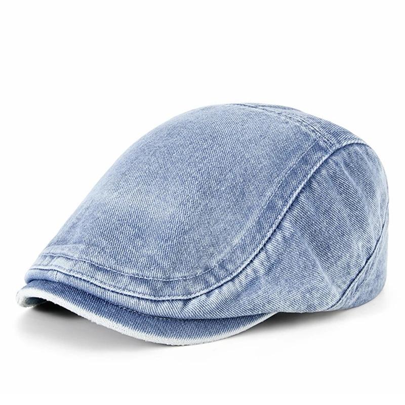 Vintage Washed Denim Flat Cap Dad Distressed Jean Newsboy Hat Men's Casual Style Berets Woman Fashion Ivy Cap