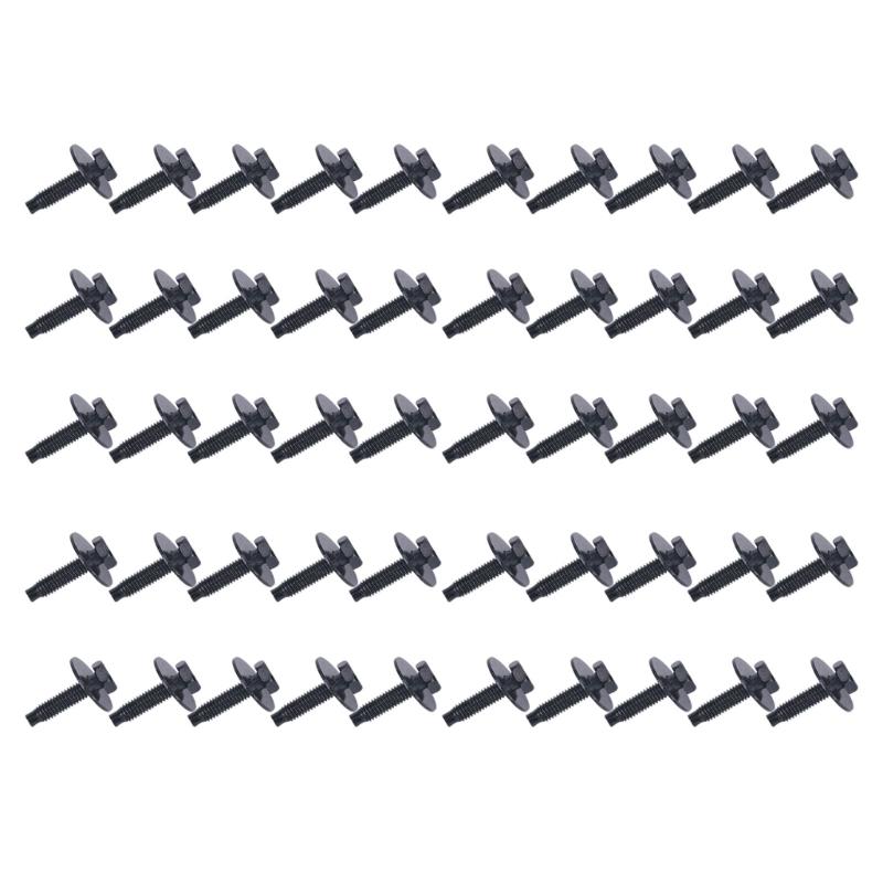 Car Trim Mounting Bolts 6 mm 50 Piece Kit, Galvanized Steel Panel Hardware for Wheel Well Liner, Underbody Cover and Mud Flap Reinstall