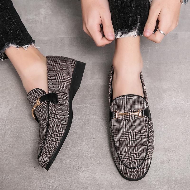 Stylish Plaid Loafers Men All-match Men Casual Shoes 2024 New Driving Flats Mens Breathable Slip on Shoes Men's Coiffeur Shoes