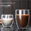 Op maat gemaakte dubbelwandige hoge borosilicaatglazen beker voor sap, melk en koffie