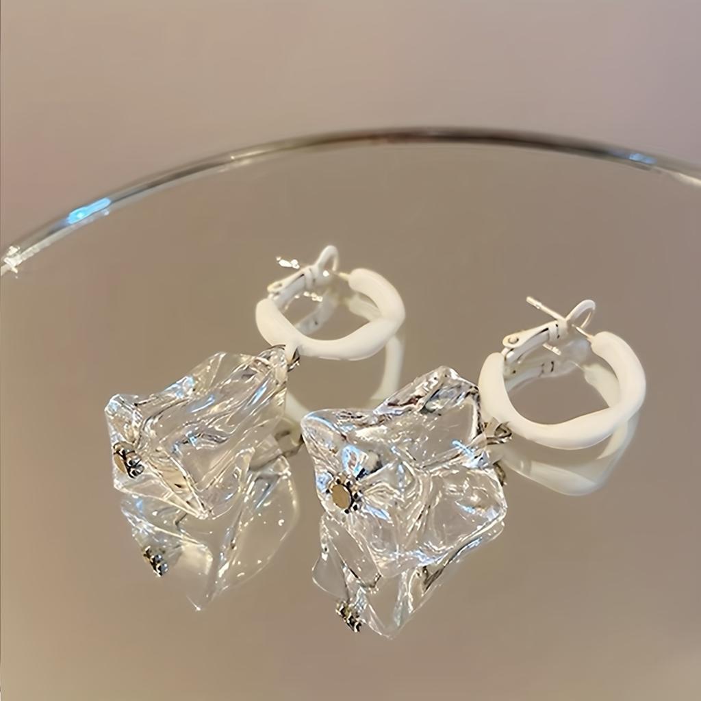 Elegant Irregular Transparent Acrylic Dangle Earrings Y2K Drop Earrings Cute Sweet Earrings Jewelry For Women