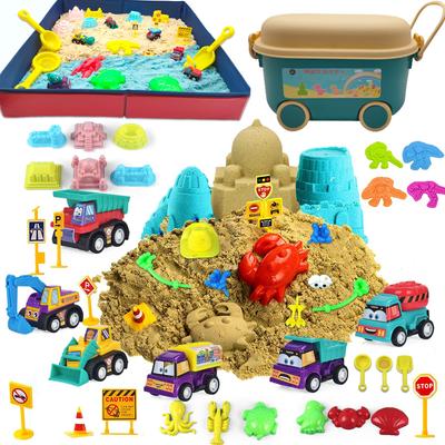 La Gacela Indoor Sandbox Set, 3.0 Kg of Sand and Clay, Includes Molds of Marine Animals, Dinosaurs, Castles, and More, Storage Box, Folding Pool, and
