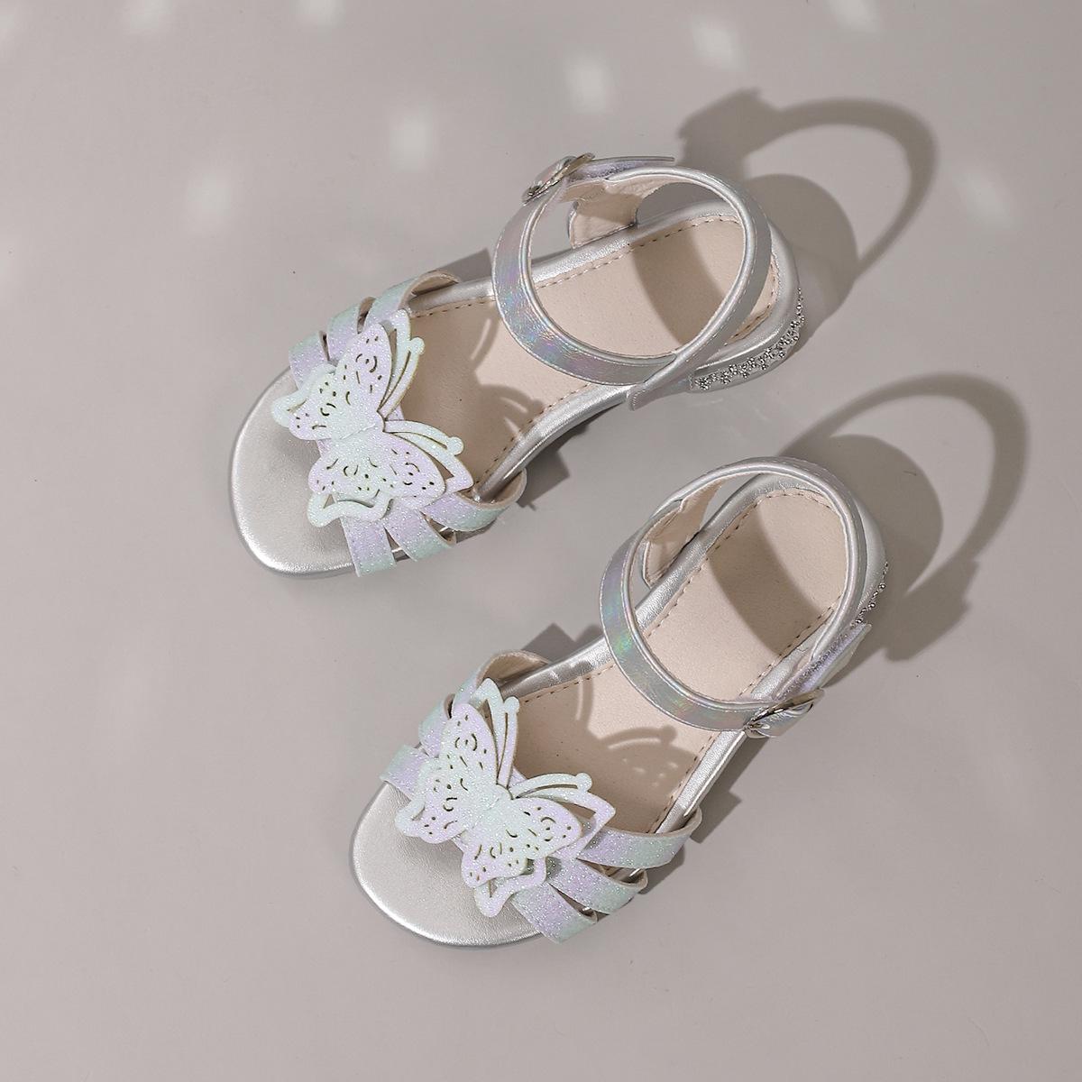Silver Butterfly Girls  Soft Sole Casual Sandals 32