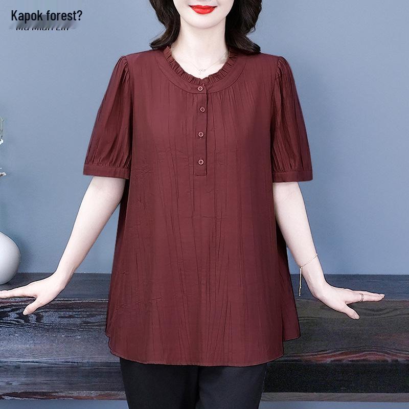 

Летний повседневный топ больших размеров для слегка зрелых мам 30 лет 4XL (180-200 jin)