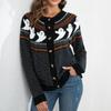 Women's Polka Dot Knit Cardigan Retro Vintage Style Oversized Long Sleeve Open Front Sweater